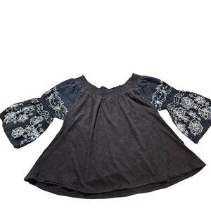 Free People Ethereal Daze Acapulco Blouse Embroidered Off Shoulder Top Medium 10
